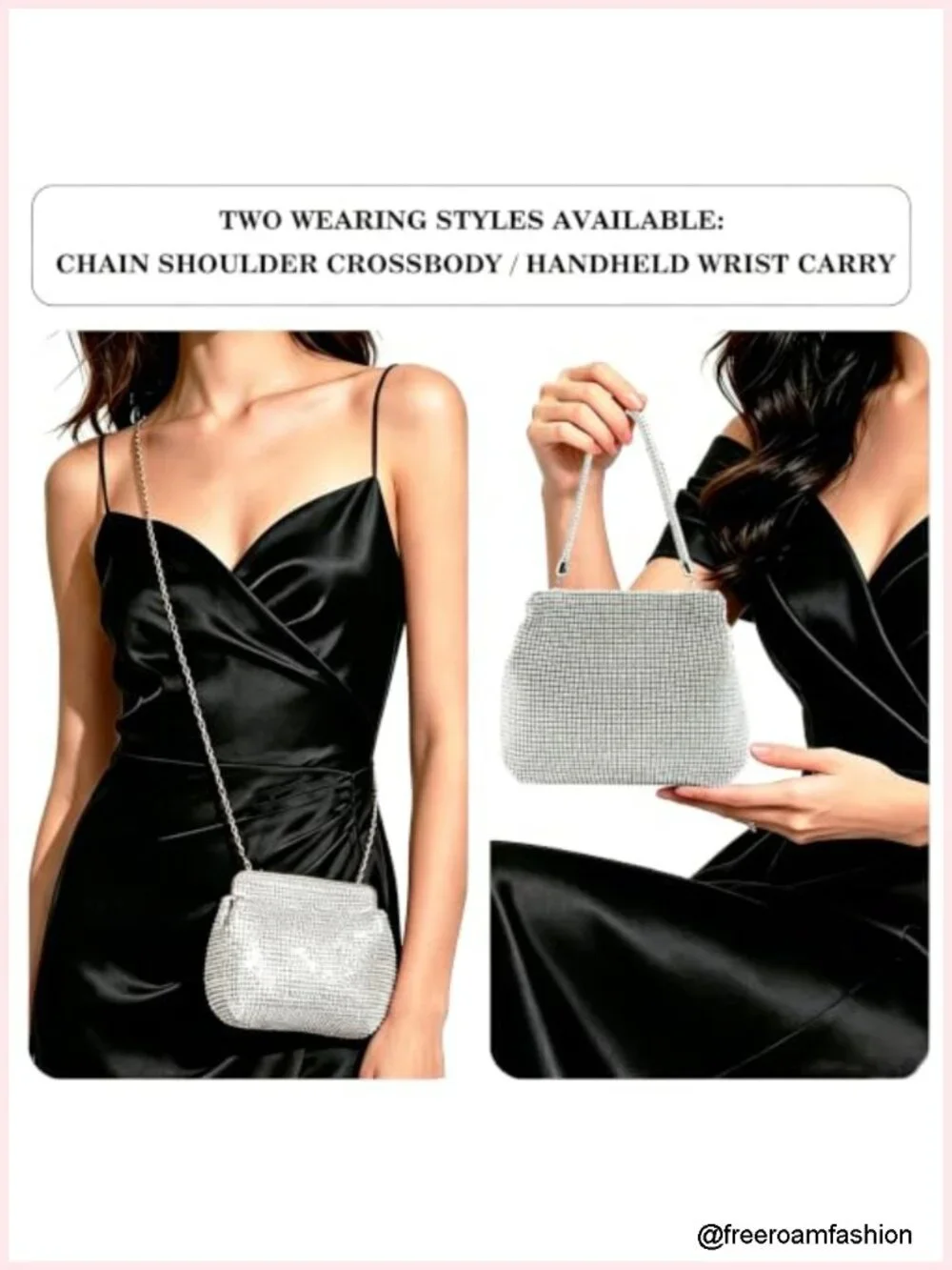 Sparkly Rhinestone Crystal Clutch Evening Bag Crossbody Purse